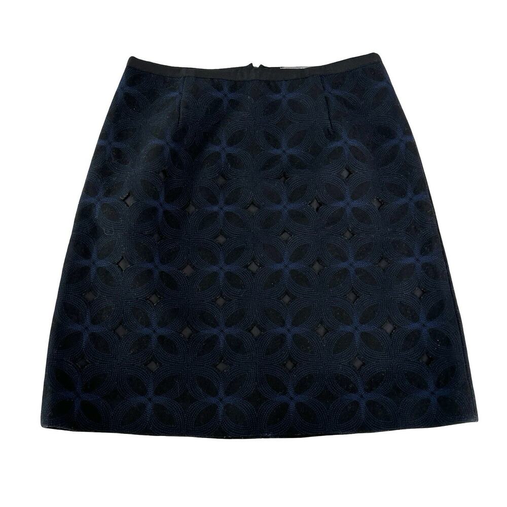 Boden Tweed Cutout Skirt Size 4 Black & Blue Wool Cashmere Blend Limited Edition